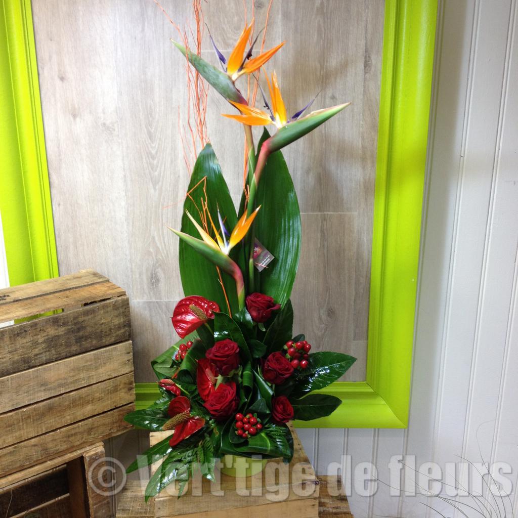 Mariage Martigues Composition anthurium Rose rouge  Strelizia