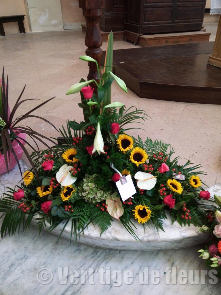 Raquette Deuil Vert Tige de Fleurs Martigues