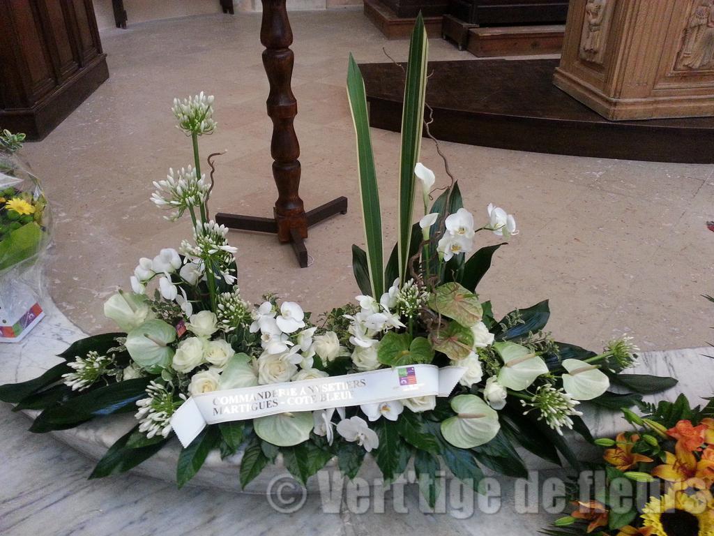 Raquette Deuil Vert Tige de Fleurs Martigues
