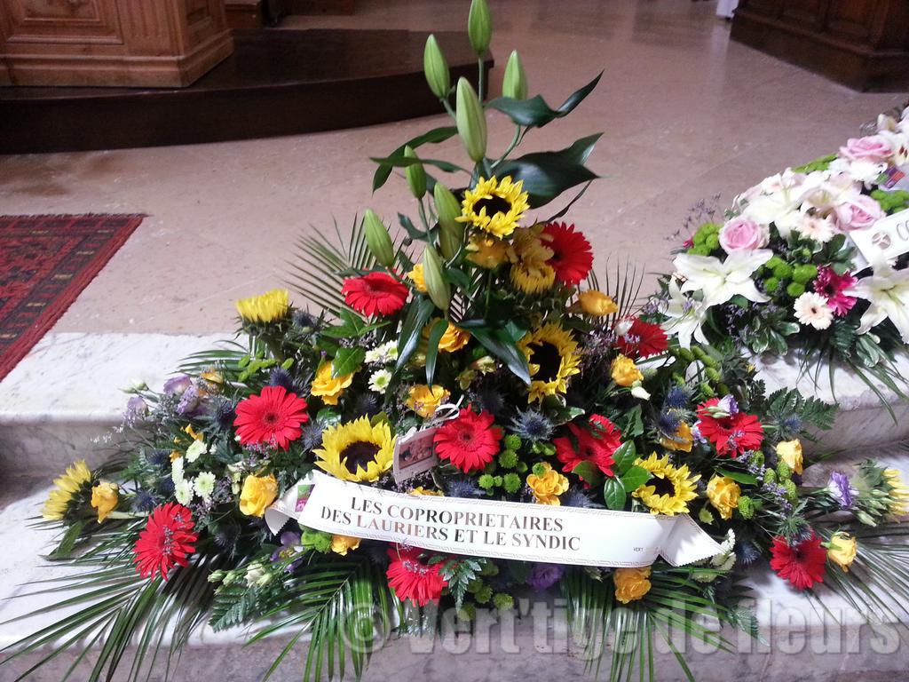 Raquette Deuil Vert Tige de Fleurs Martigues