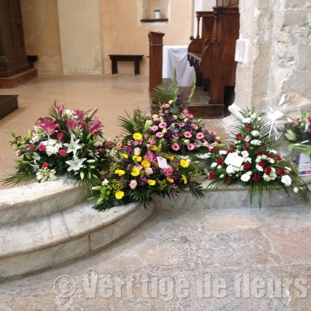 Raquette Deuil Vert Tige de Fleurs Martigues