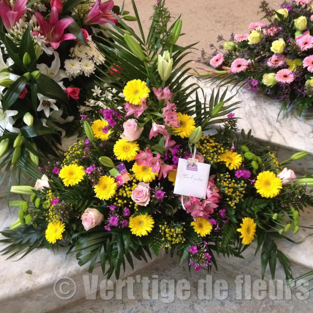 Raquette Deuil Vert Tige de Fleurs Martigues