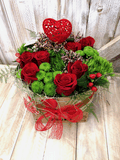 Boite à chapeau roses rouges